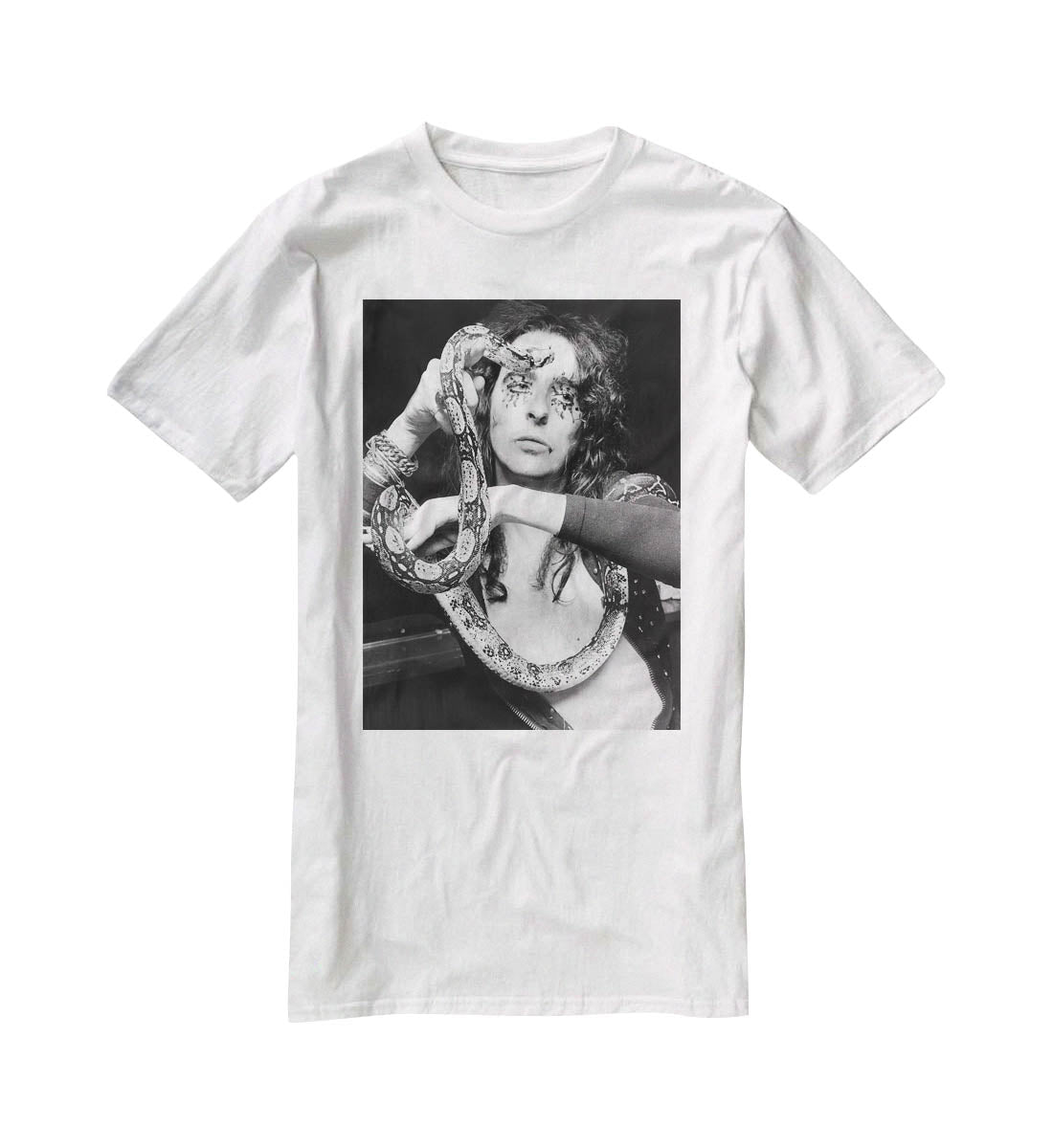 Alice Cooper with his snake Katrina T-Shirt - Canvas Art Rocks - 5