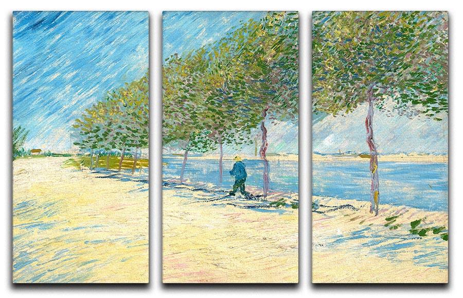 Along the Seine by Van Gogh 3 Split Panel Canvas Print - Canvas Art Rocks - 1