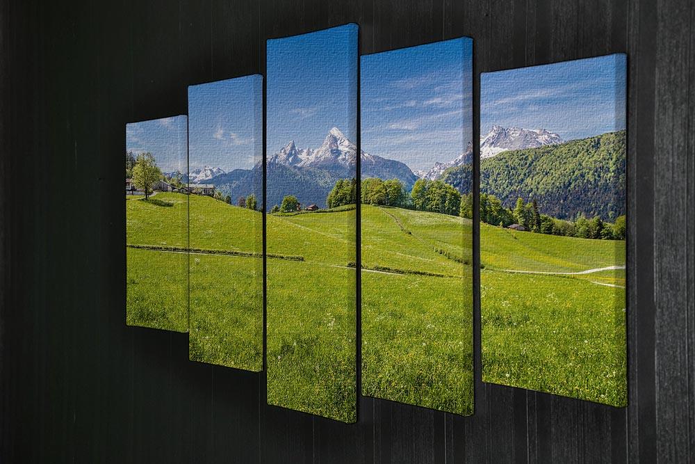 Alps with fresh green meadow 5 Split Panel Canvas  - Canvas Art Rocks - 2