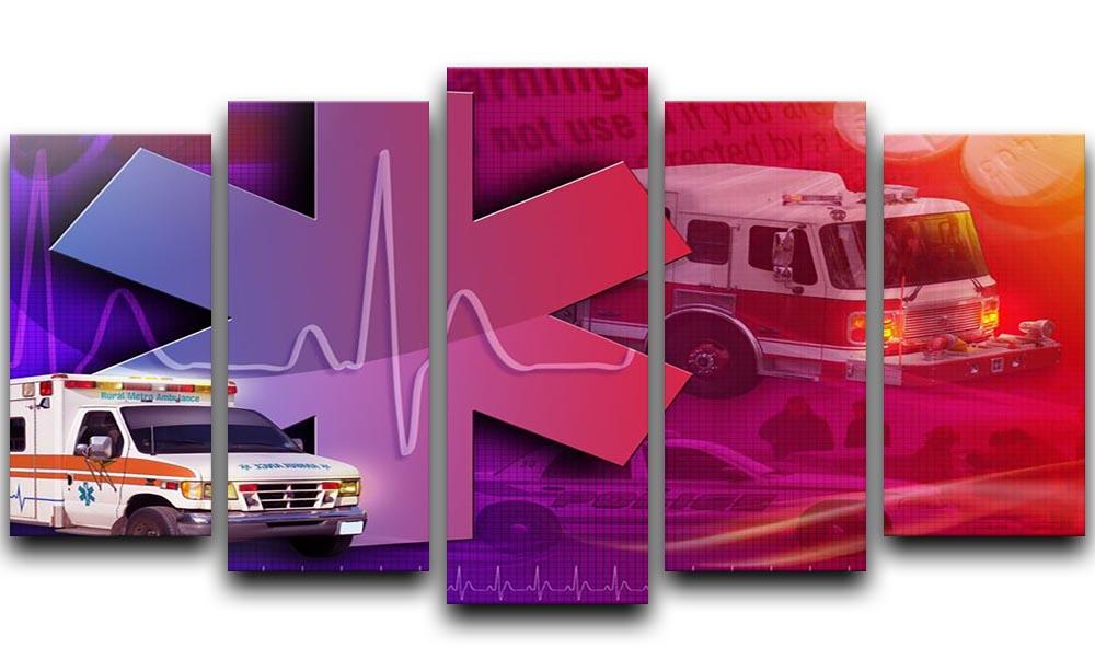 Ambulance Firetruck and Police car 5 Split Panel Canvas  - Canvas Art Rocks - 1