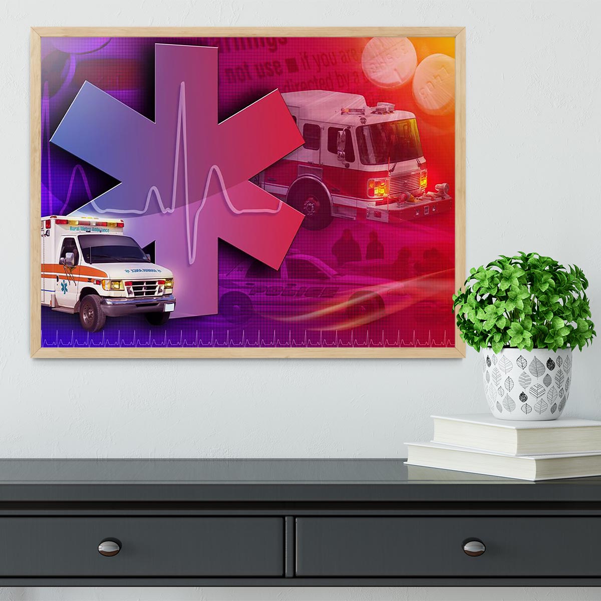 Ambulance Firetruck and Police car Framed Print - Canvas Art Rocks - 4