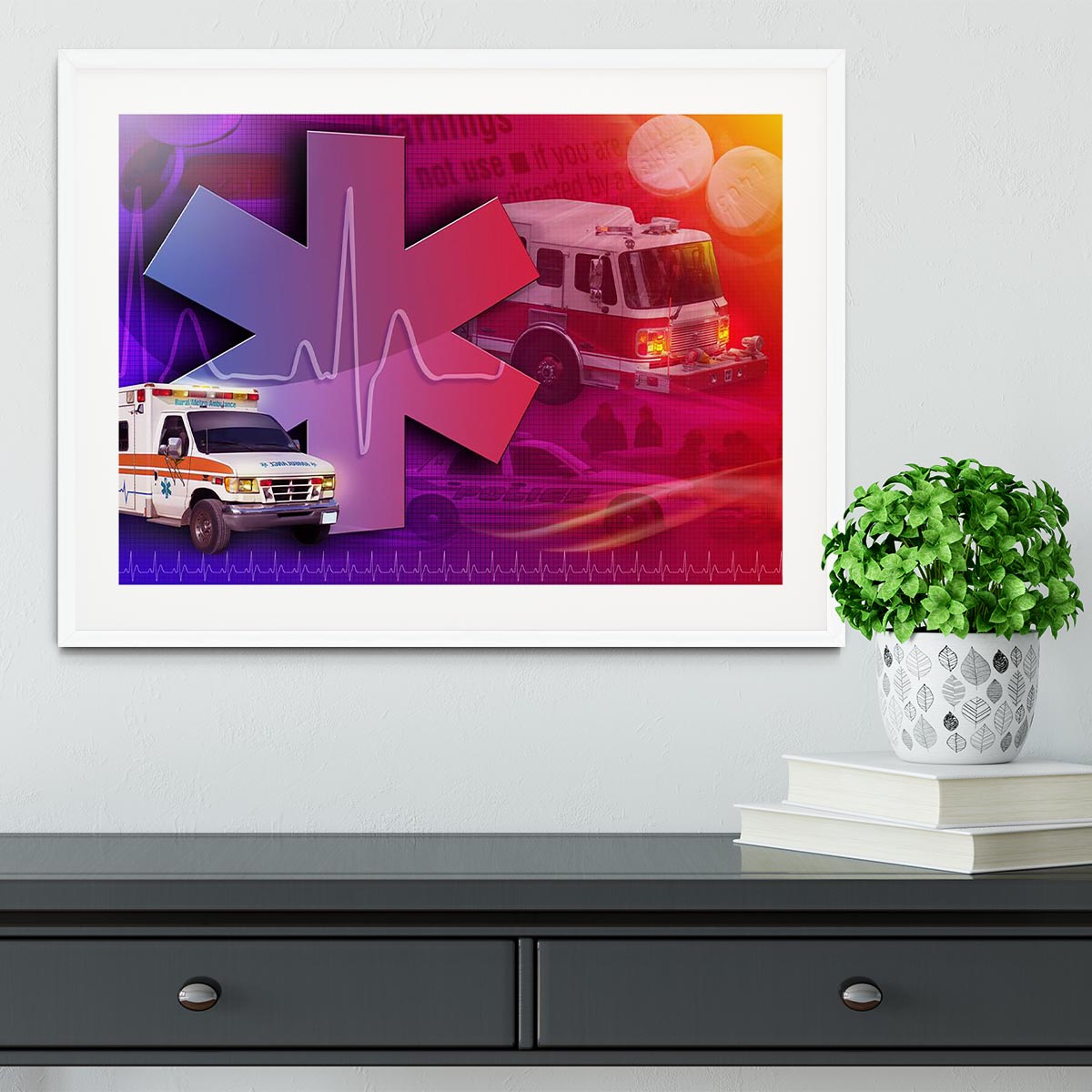 Ambulance Firetruck and Police car Framed Print - Canvas Art Rocks - 5