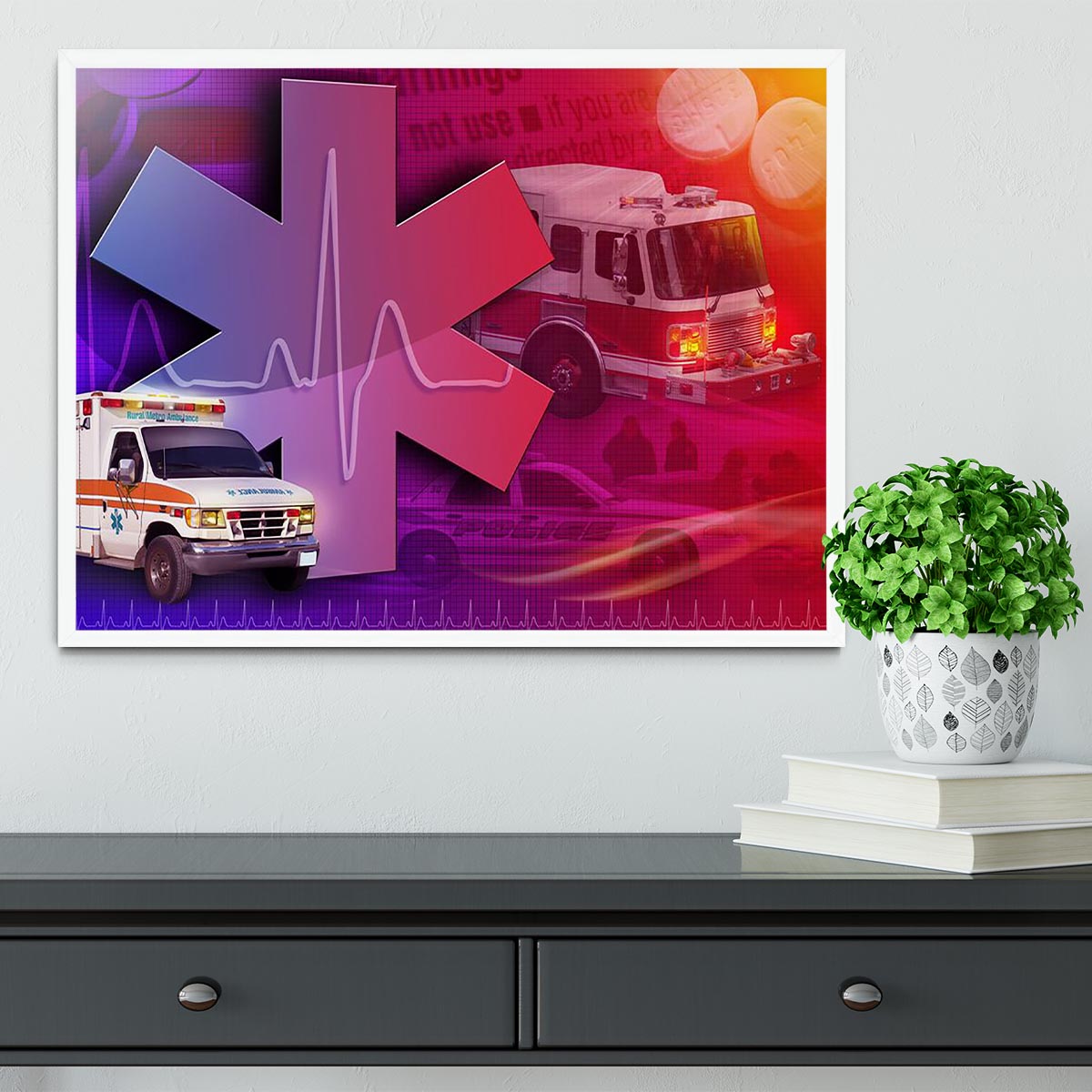 Ambulance Firetruck and Police car Framed Print - Canvas Art Rocks -6