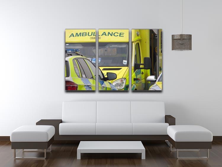 Ambulance and responder vehicles 3 Split Panel Canvas Print - Canvas Art Rocks - 3