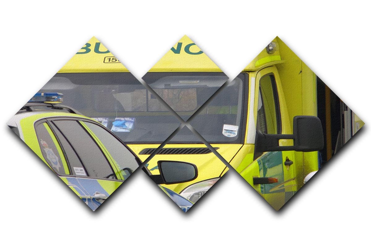 Ambulance and responder vehicles 4 Square Multi Panel Canvas  - Canvas Art Rocks - 1