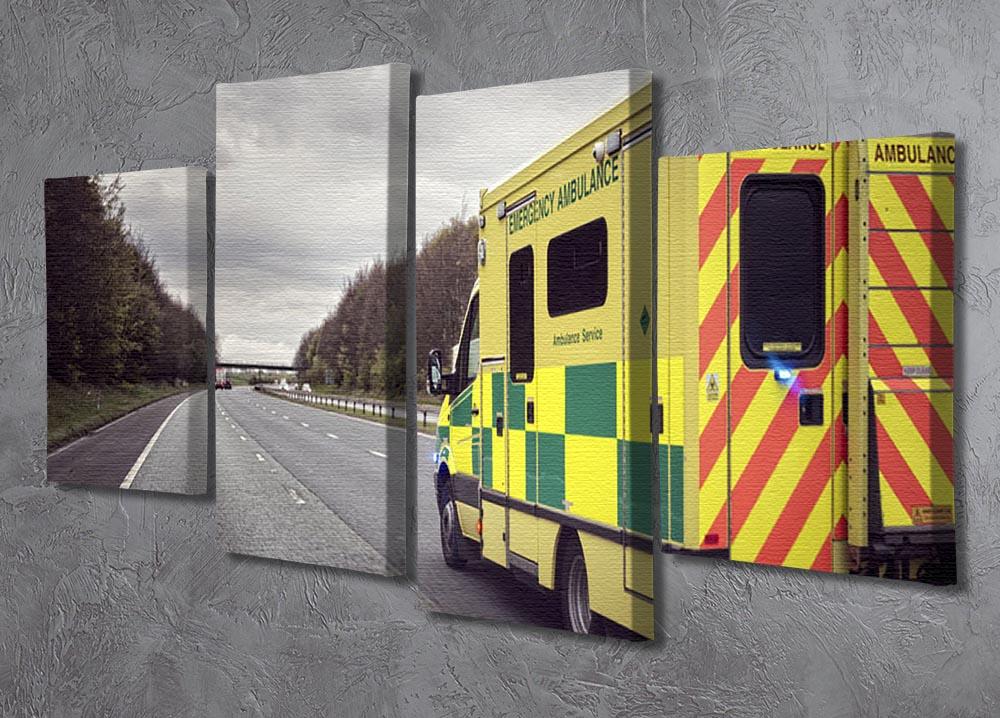 Ambulance responding to an emergency 4 Split Panel Canvas  - Canvas Art Rocks - 2