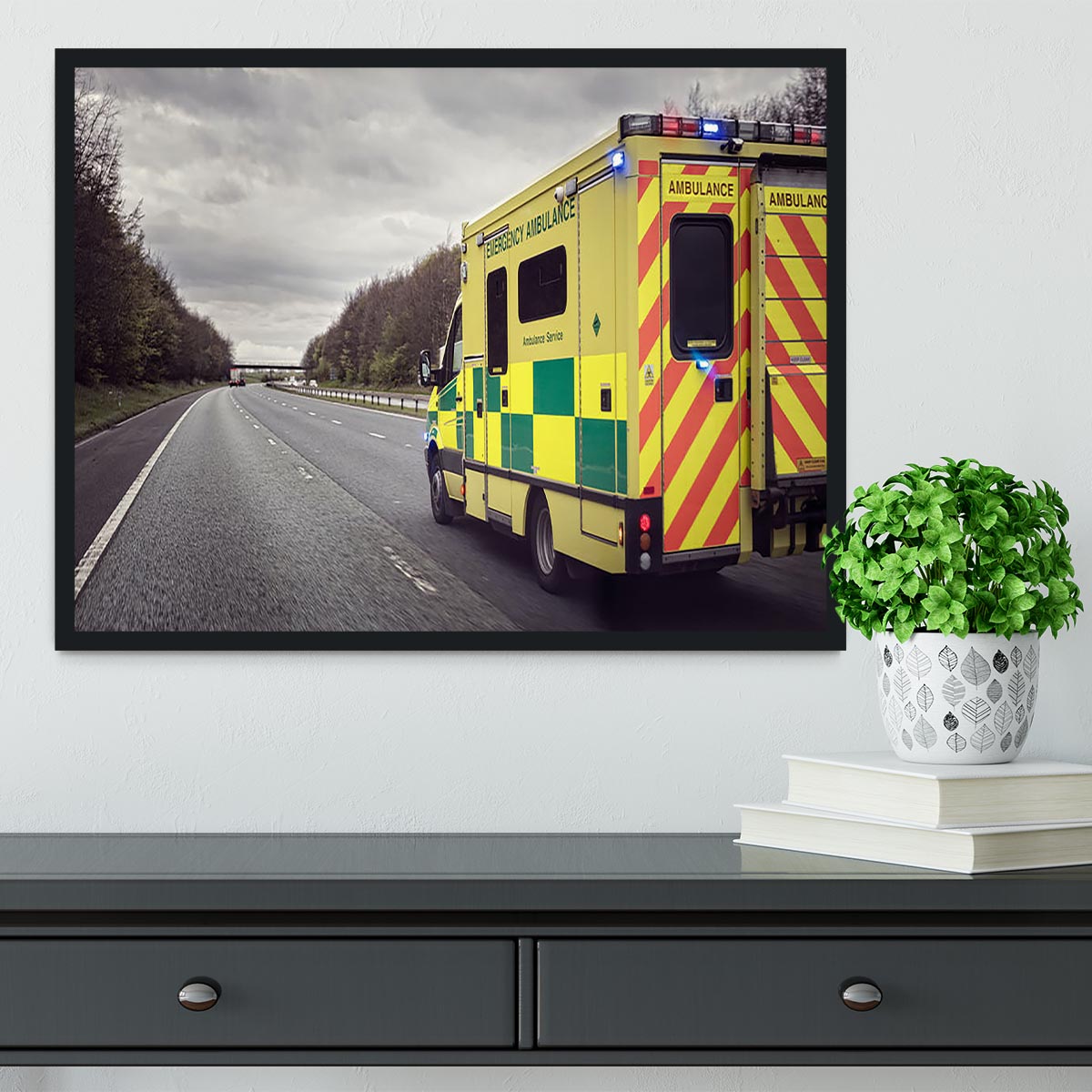 Ambulance responding to an emergency Framed Print - Canvas Art Rocks - 2
