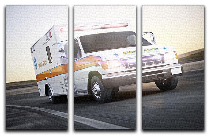 Ambulance running with lights and sirens 3 Split Panel Canvas Print - Canvas Art Rocks - 1