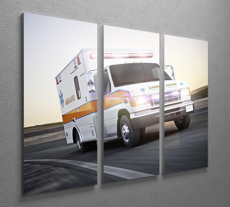 Ambulance running with lights and sirens 3 Split Panel Canvas Print - Canvas Art Rocks - 2