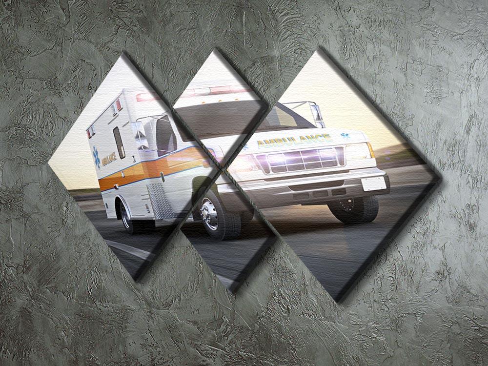 Ambulance running with lights and sirens 4 Square Multi Panel Canvas  - Canvas Art Rocks - 2