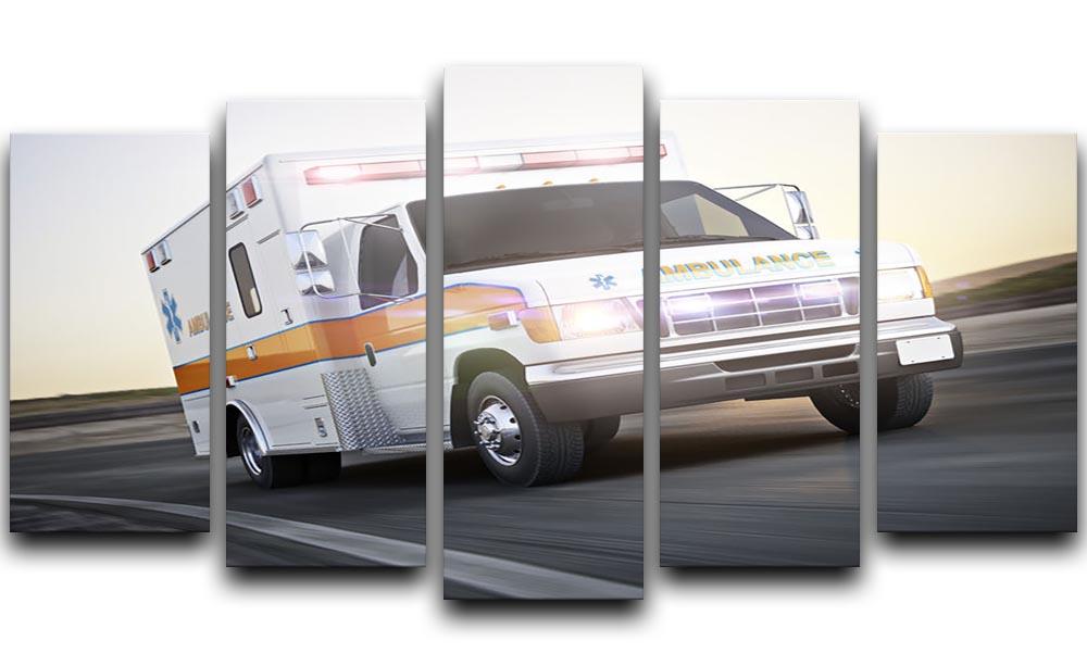 Ambulance running with lights and sirens 5 Split Panel Canvas  - Canvas Art Rocks - 1