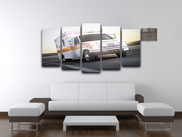 Ambulance running with lights and sirens 5 Split Panel Canvas  - Canvas Art Rocks - 3