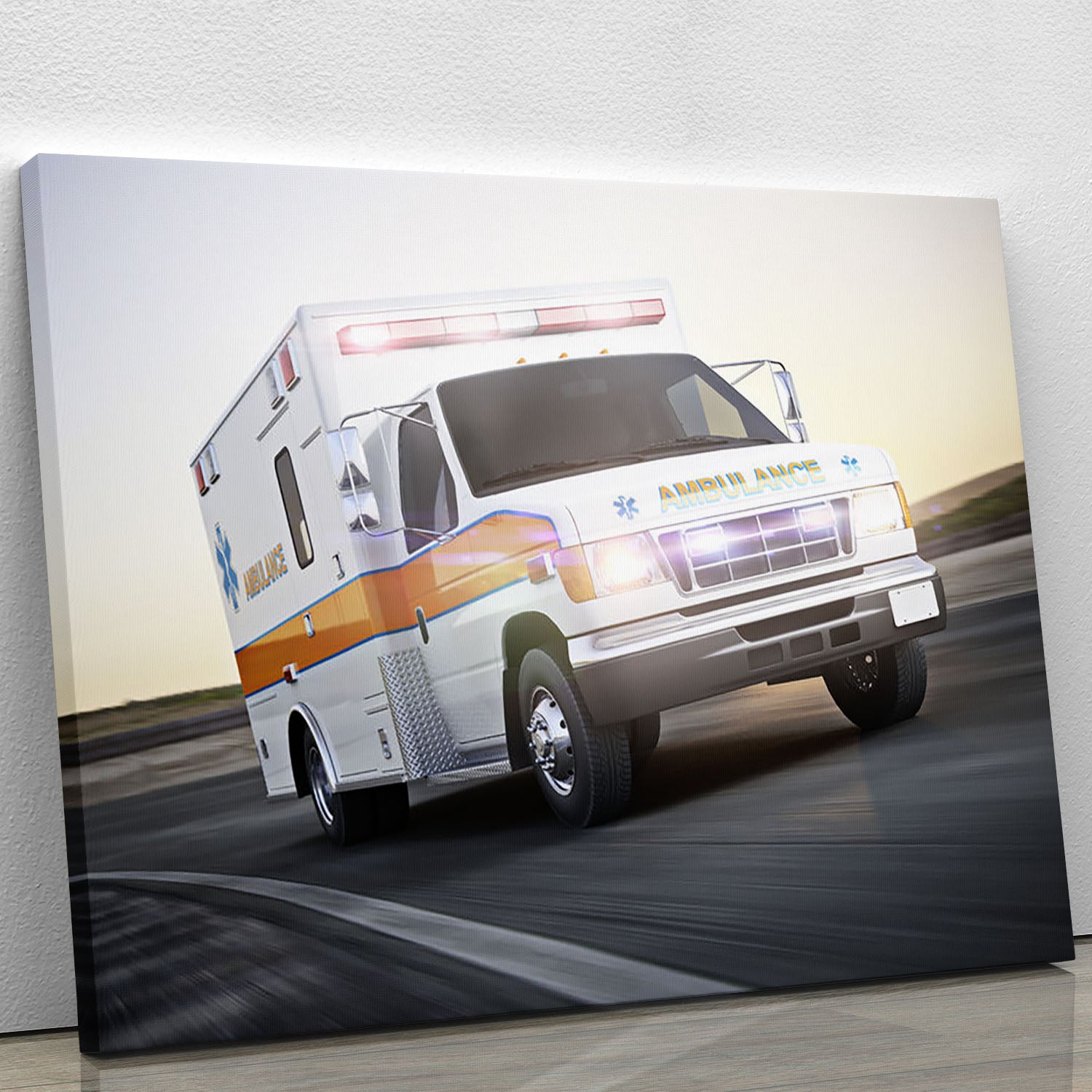 Ambulance running with lights and sirens Canvas Print or Poster - Canvas Art Rocks - 1