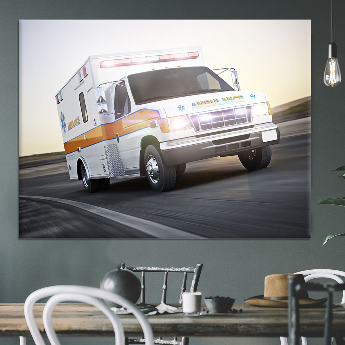 Ambulance running with lights and sirens Canvas Print or Poster - Canvas Art Rocks - 3