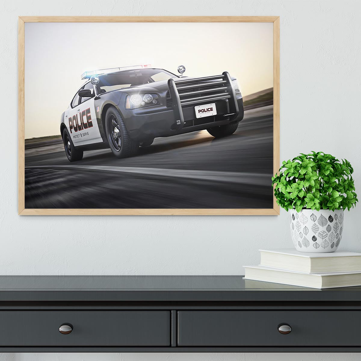 American Police Car Framed Print - Canvas Art Rocks - 4