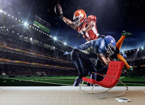 American football player in action on the stadium Wall Mural Wallpaper - Canvas Art Rocks - 2