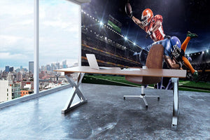American football player in action on the stadium Wall Mural Wallpaper - Canvas Art Rocks - 3