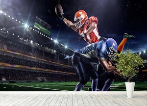 American football player in action on the stadium Wall Mural Wallpaper - Canvas Art Rocks - 4