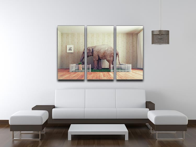 An Elephant calf as the pet 3 Split Panel Canvas Print - Canvas Art Rocks - 3