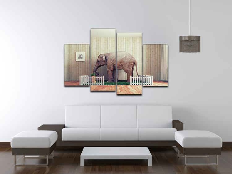 An Elephant calf as the pet 4 Split Panel Canvas - Canvas Art Rocks - 3