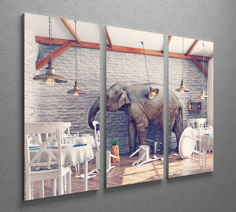 An elephant calm in a restaurant interior 3 Split Panel Canvas Print - Canvas Art Rocks - 2