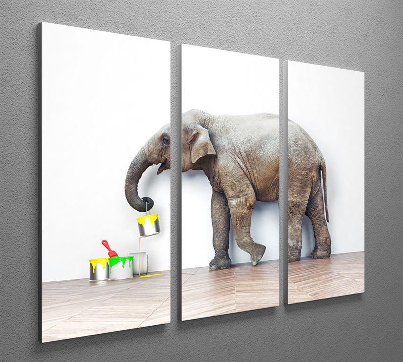 An elephant with paint cans 3 Split Panel Canvas Print - Canvas Art Rocks - 2