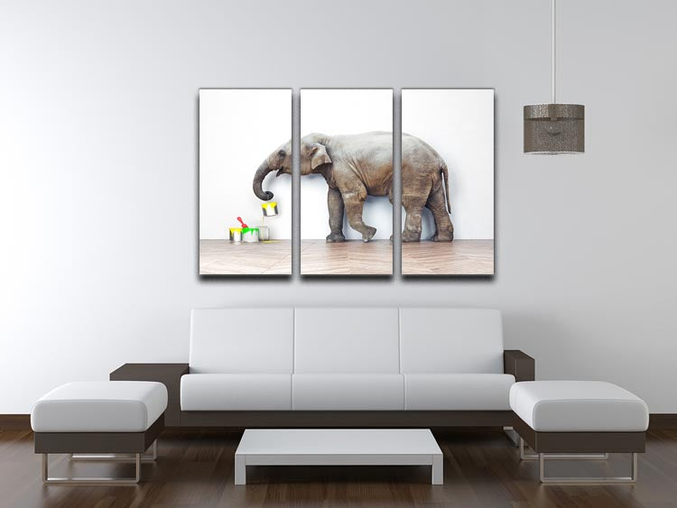 An elephant with paint cans 3 Split Panel Canvas Print - Canvas Art Rocks - 3