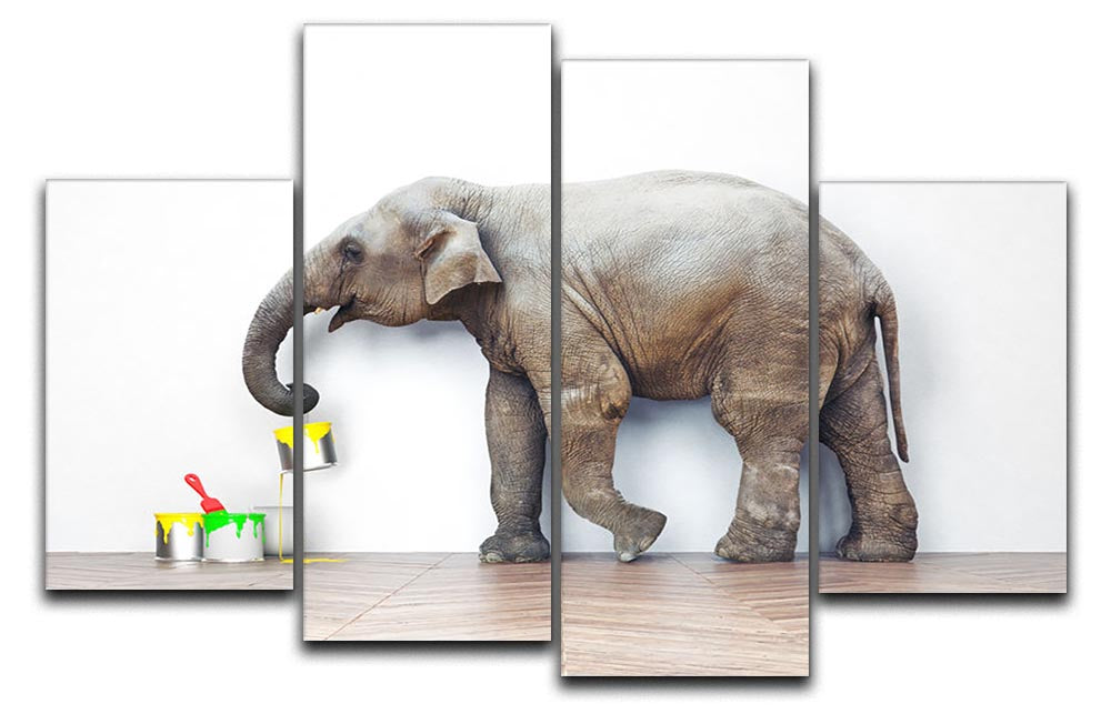An elephant with paint cans 4 Split Panel Canvas - Canvas Art Rocks - 1