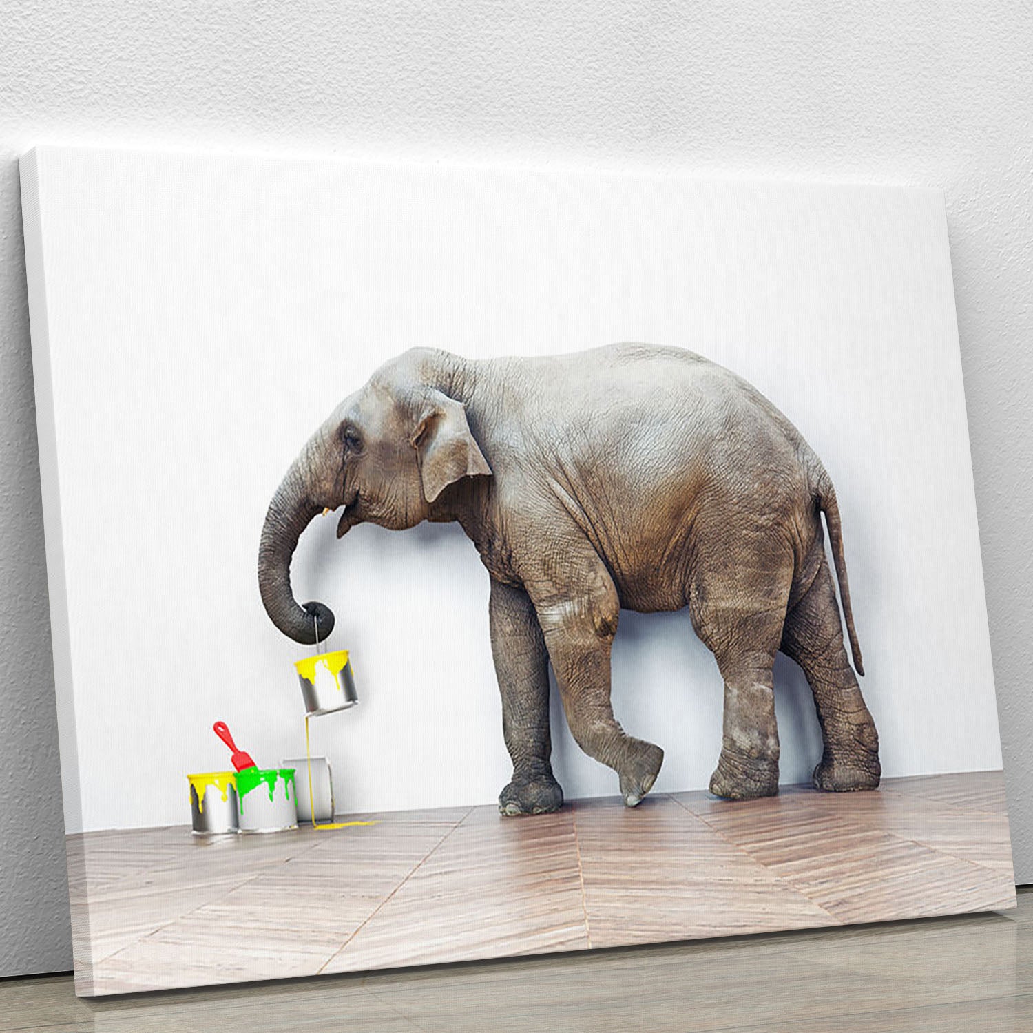 An elephant with paint cans Canvas Print or Poster - Canvas Art Rocks - 1