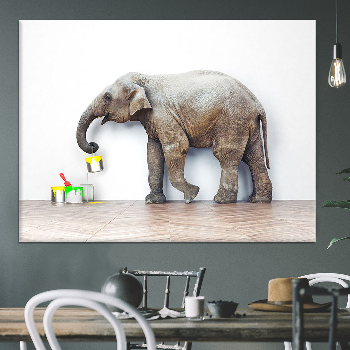 An elephant with paint cans Canvas Print or Poster - Canvas Art Rocks - 3