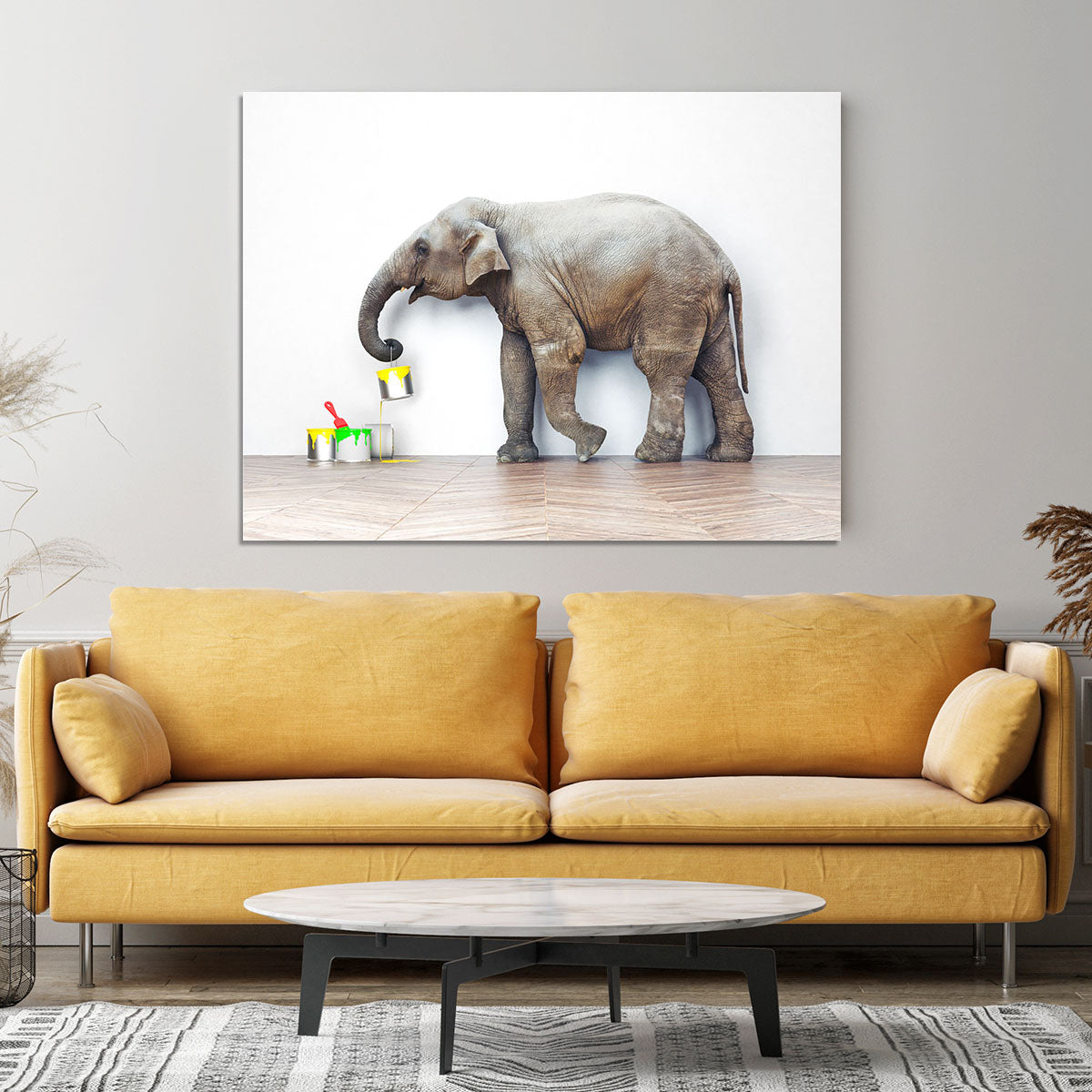 An elephant with paint cans Canvas Print or Poster - Canvas Art Rocks - 4