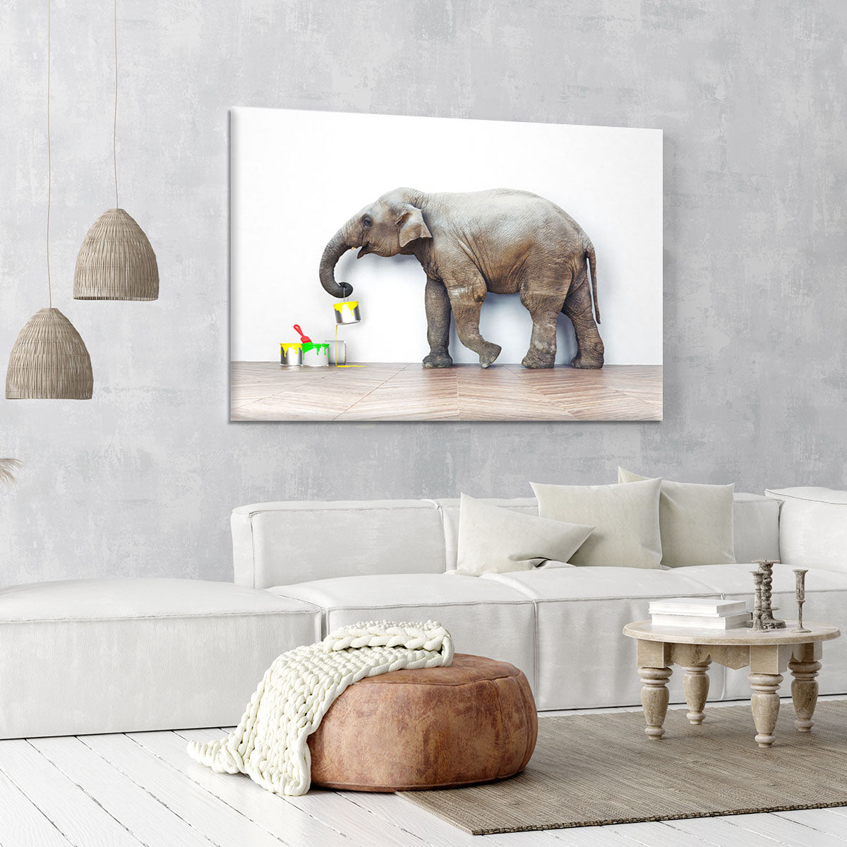 An elephant with paint cans Canvas Print or Poster - Canvas Art Rocks - 6