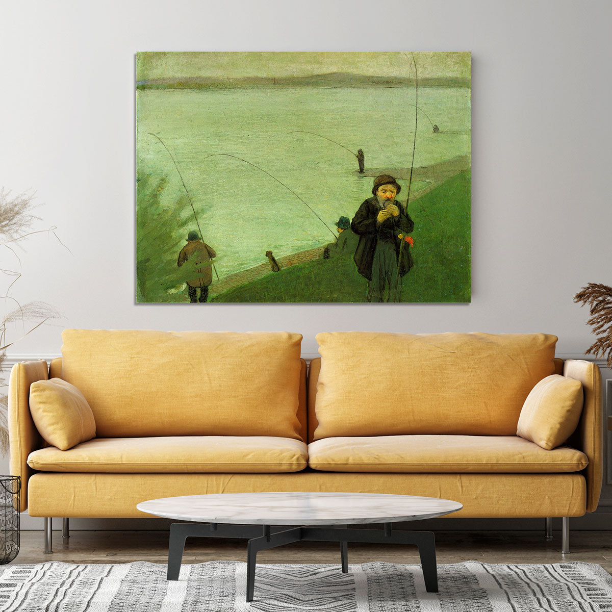 Anglers on the Rhine by Macke Canvas Print or Poster - Canvas Art Rocks - 4