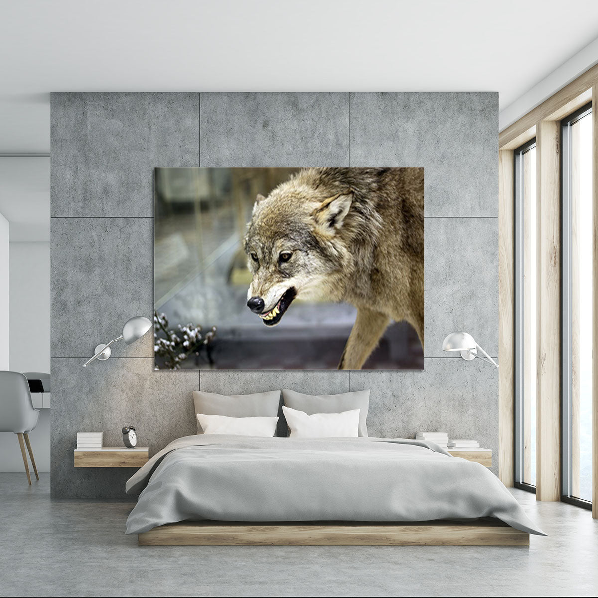 Angry grey wolf in winter forest Canvas Print or Poster - Canvas Art Rocks - 5