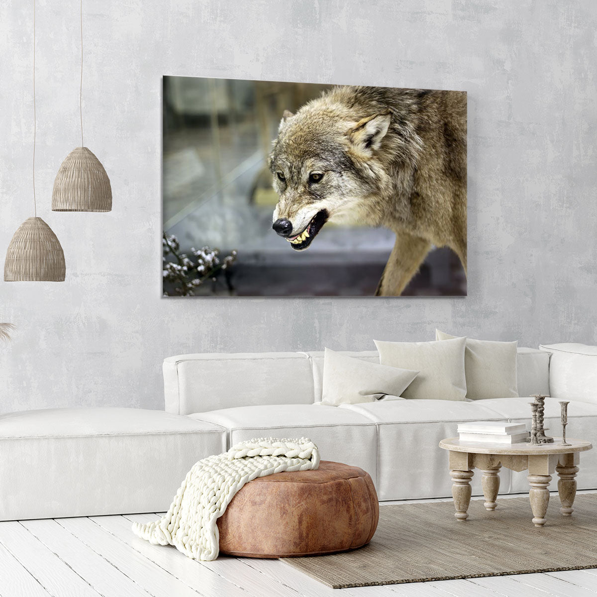 Angry grey wolf in winter forest Canvas Print or Poster - Canvas Art Rocks - 6