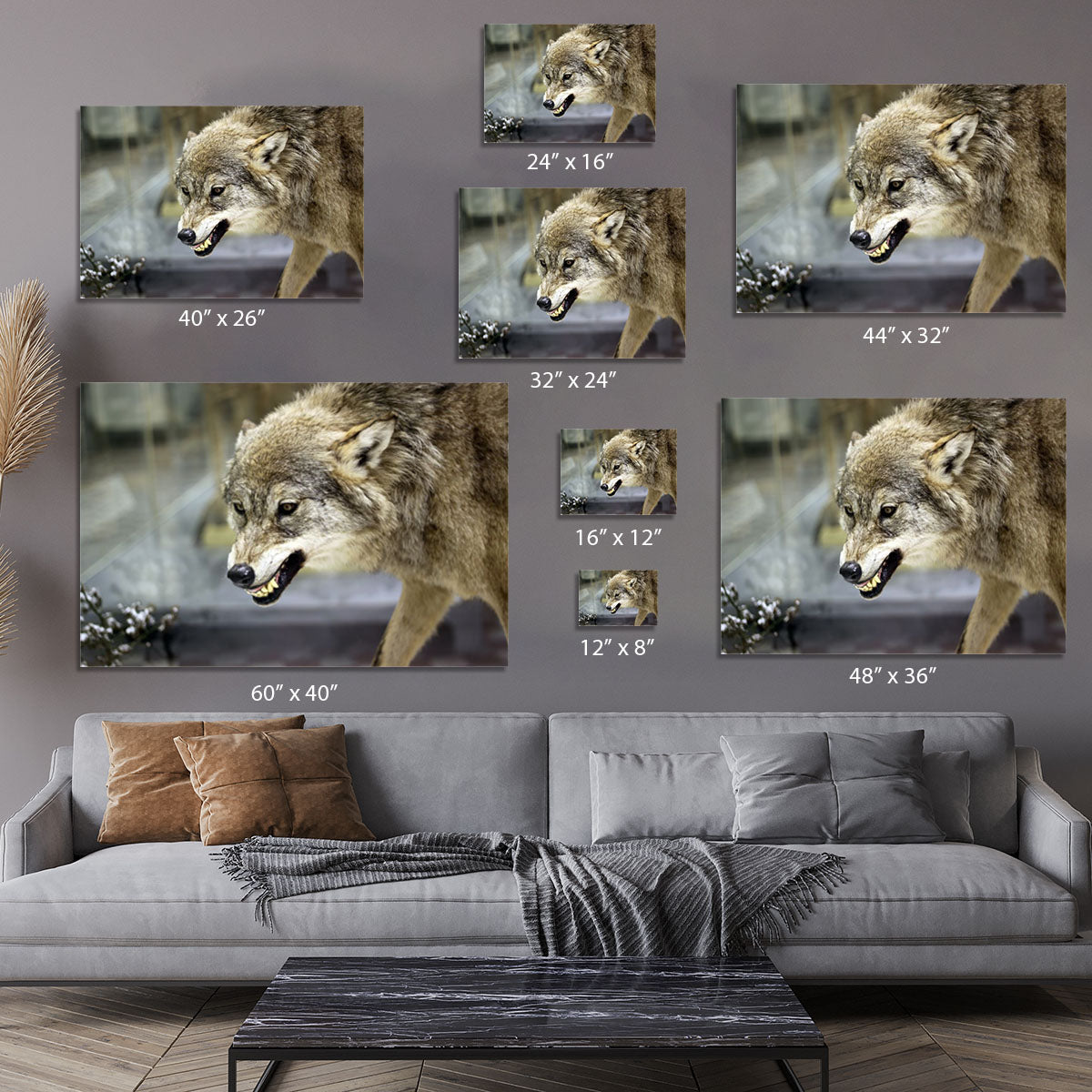 Angry grey wolf in winter forest Canvas Print or Poster - Canvas Art Rocks - 7