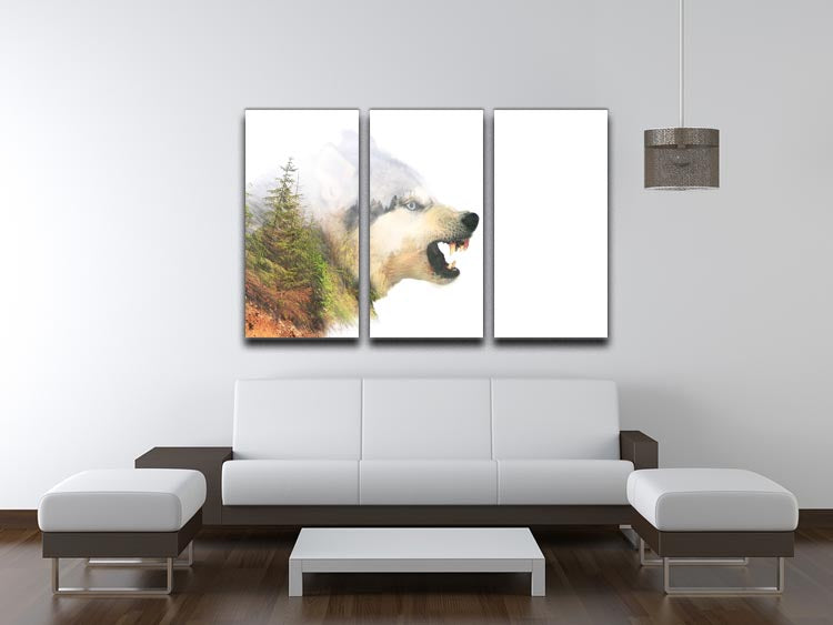 Angry siberian husky dog 3 Split Panel Canvas Print - Canvas Art Rocks - 3