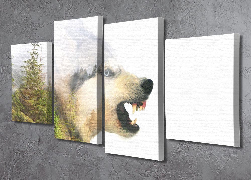 Angry siberian husky dog 4 Split Panel Canvas - Canvas Art Rocks - 2
