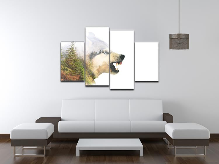 Angry siberian husky dog 4 Split Panel Canvas - Canvas Art Rocks - 3