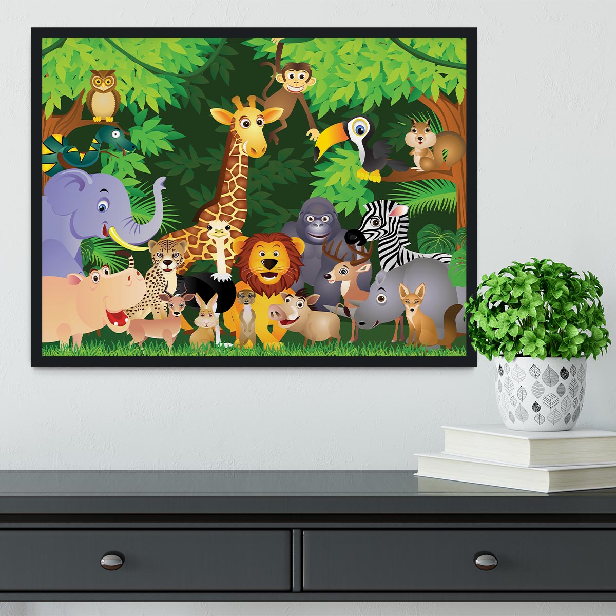 Animal cartoon Framed Print - Canvas Art Rocks - 2