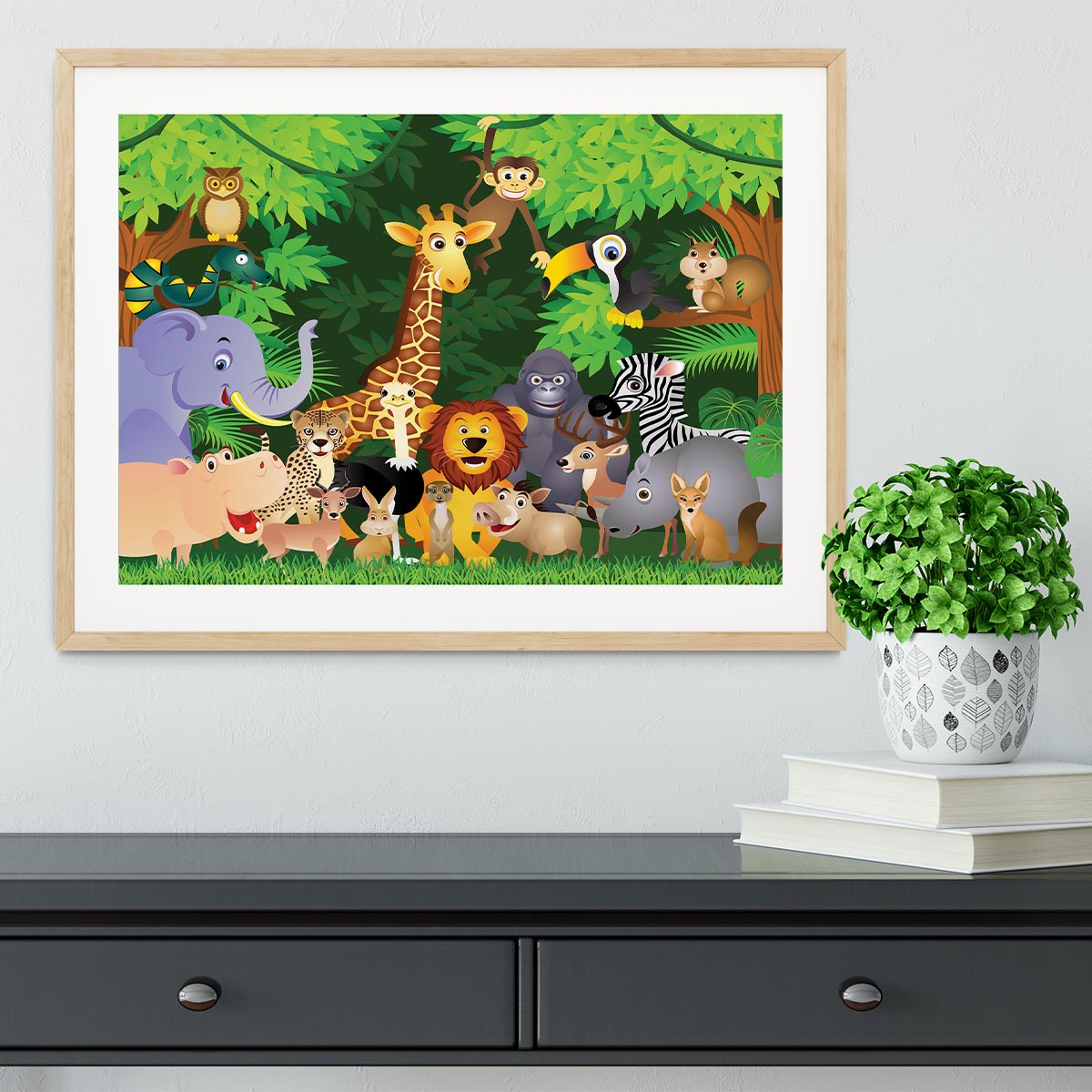 Animal cartoon Framed Print - Canvas Art Rocks - 3