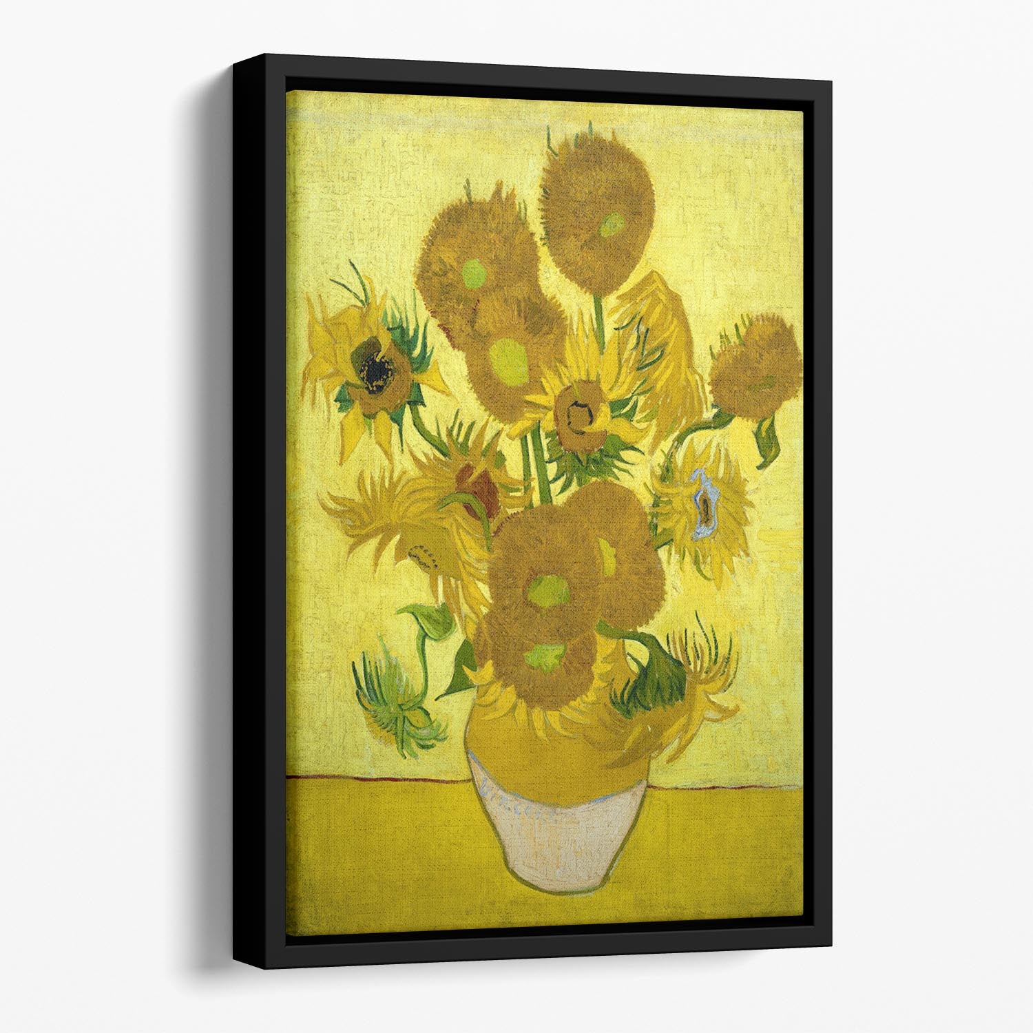 Another vase of sunflowers Floating Framed Canvas