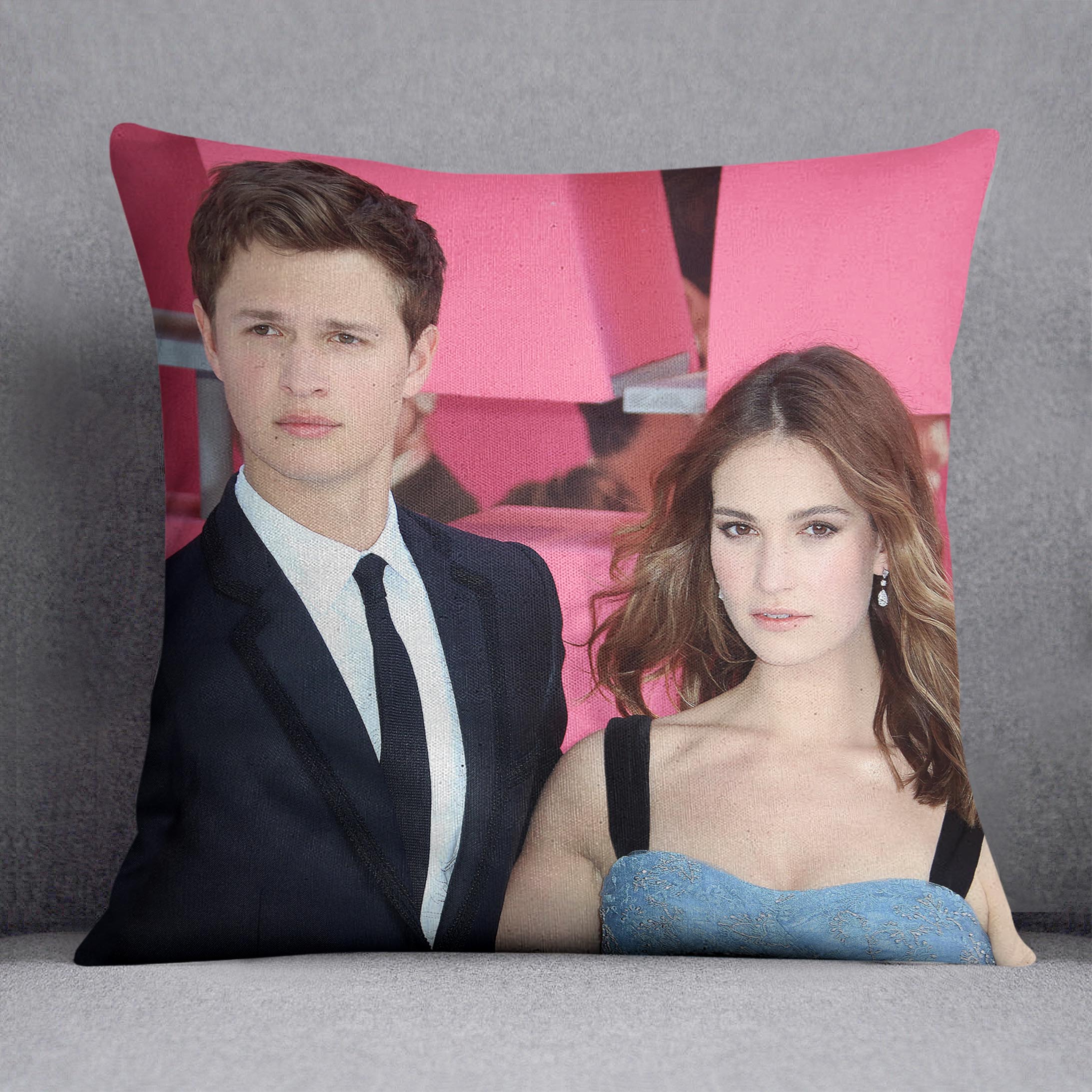 Ansel Elgort and Lily James Baby Driver Cushion