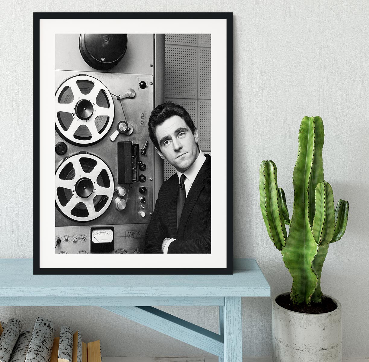Anthony Newley in the recording studio Framed Print - Canvas Art Rocks - 1