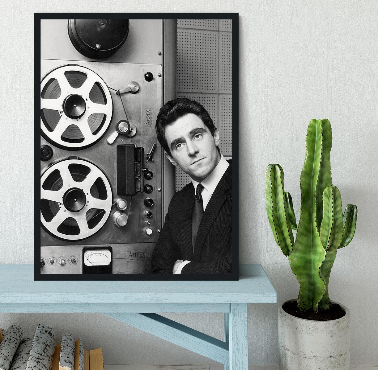 Anthony Newley in the recording studio Framed Print - Canvas Art Rocks - 2