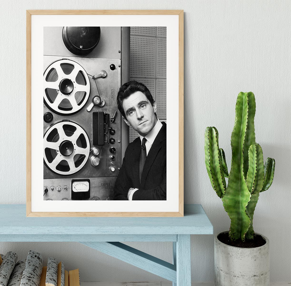 Anthony Newley in the recording studio Framed Print - Canvas Art Rocks - 3