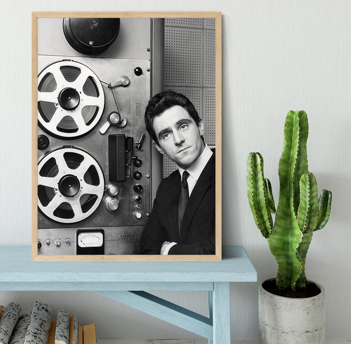 Anthony Newley in the recording studio Framed Print - Canvas Art Rocks - 4