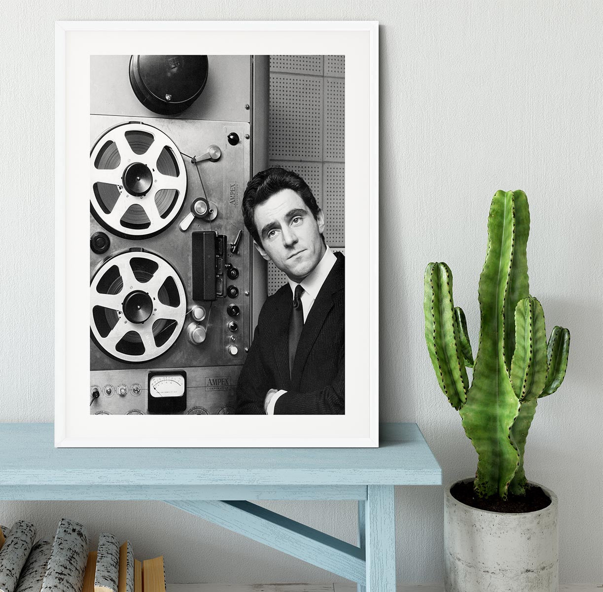 Anthony Newley in the recording studio Framed Print - Canvas Art Rocks - 5