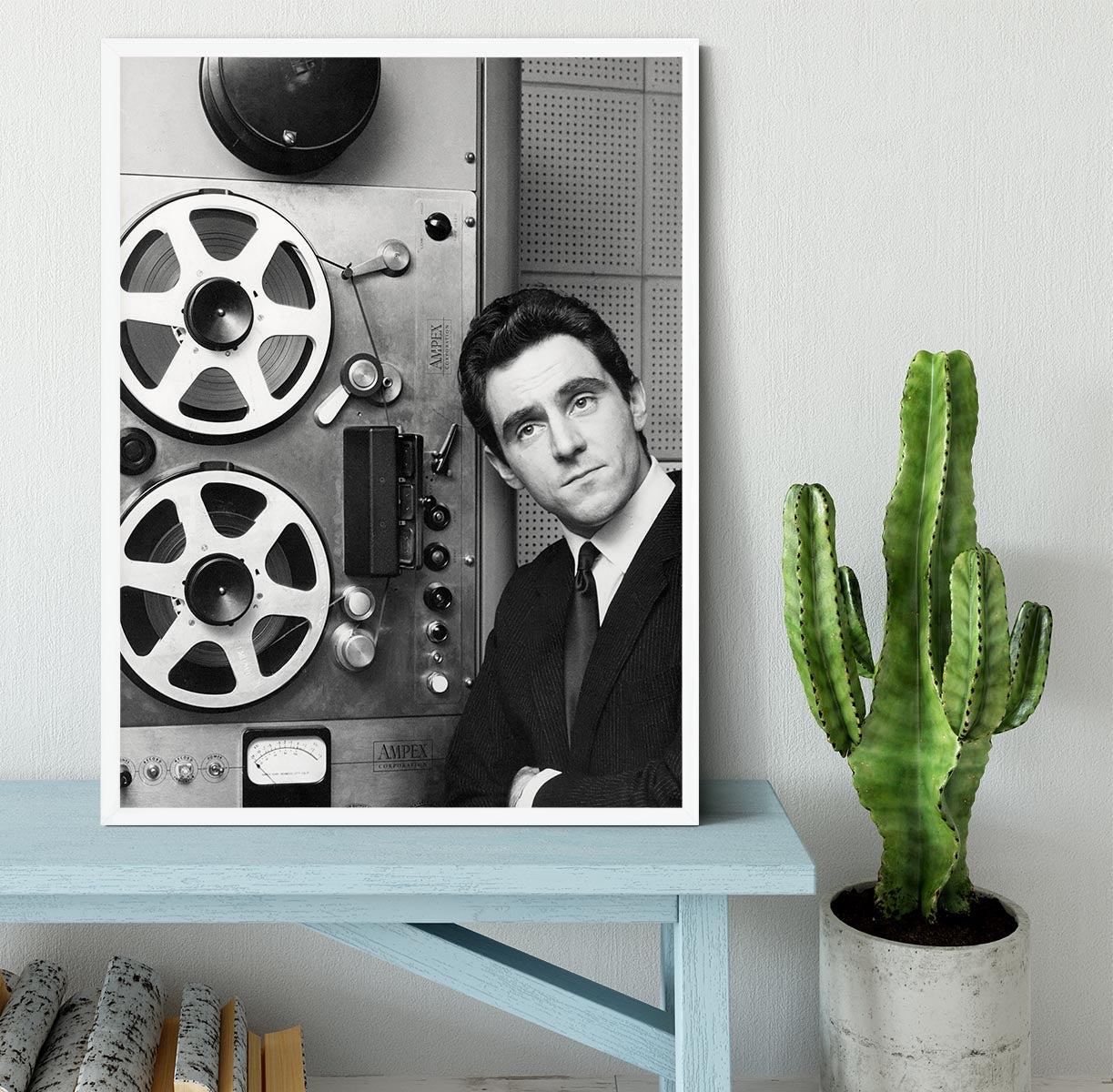 Anthony Newley in the recording studio Framed Print - Canvas Art Rocks -6