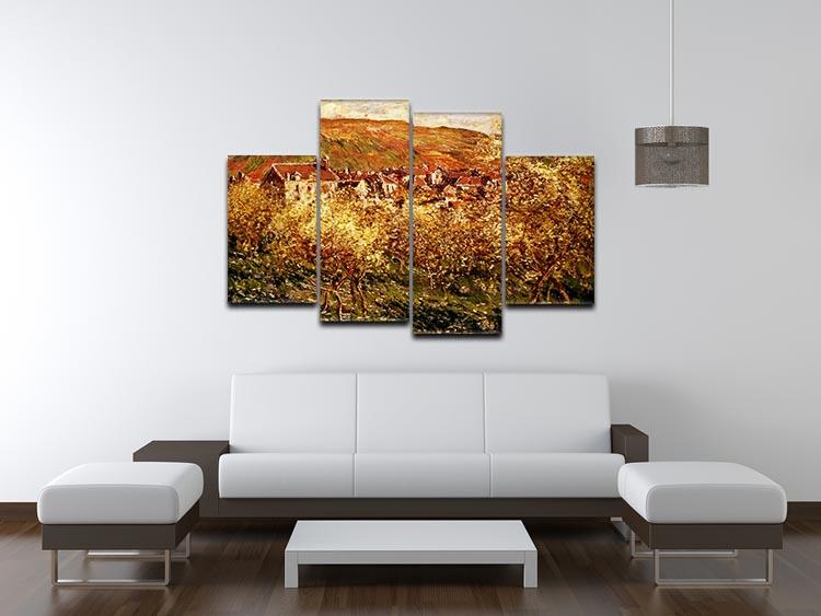 Apple Trees In Blossom by Monet 4 Split Panel Canvas - Canvas Art Rocks - 3